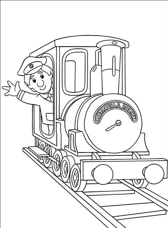 Cartero Pat en Tren para colorir
