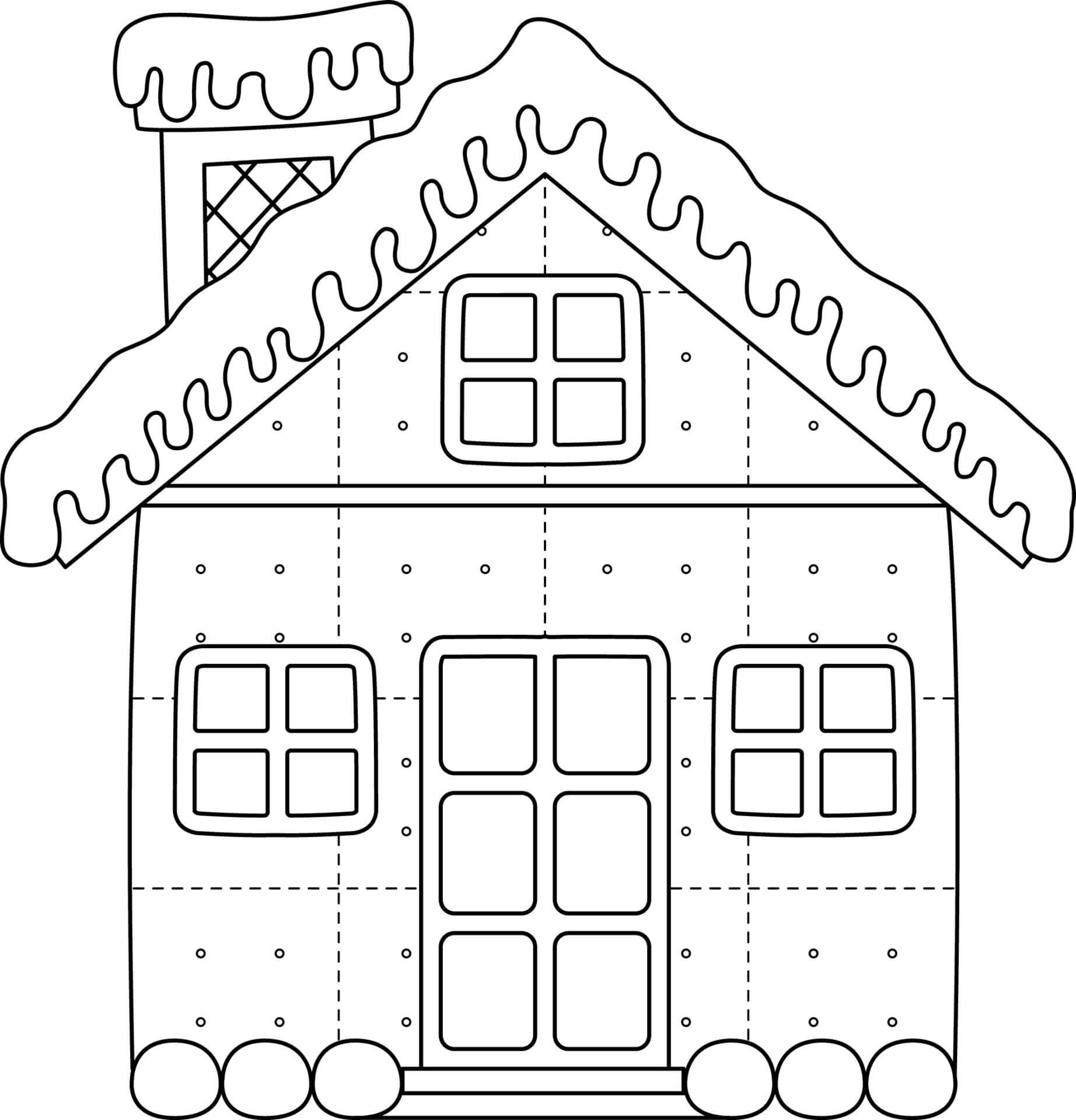 Dibujos de Casa De Pan De Jengibre De Navidad Aislado para colorear