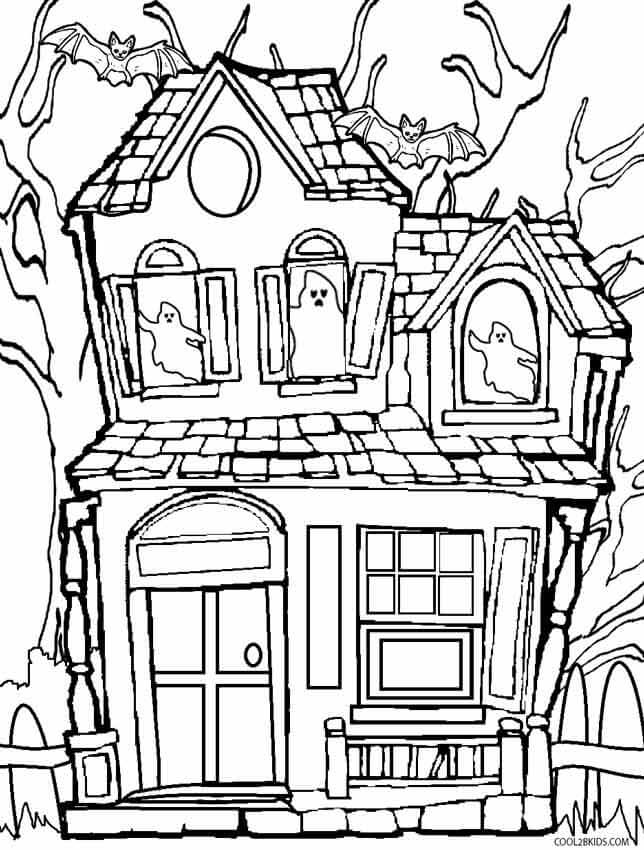Dibujos de Casa Embrujada En Ruinas para colorear