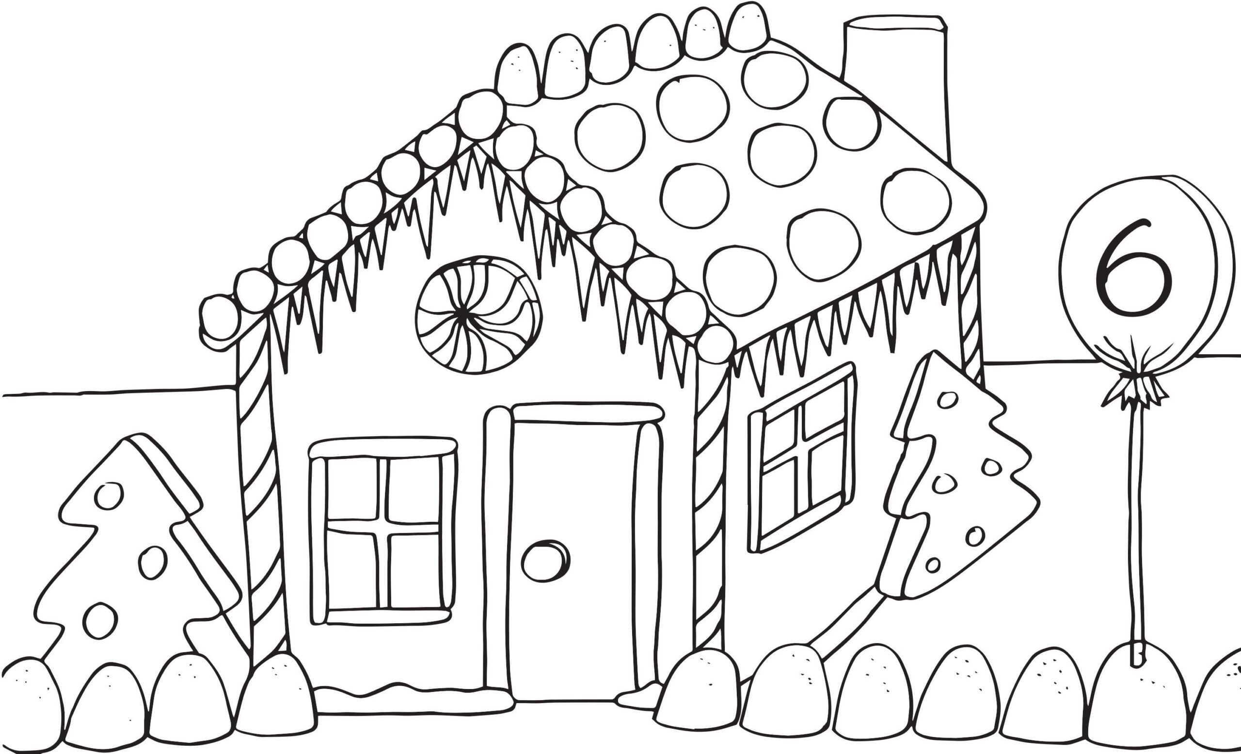 Casa Navideña Decorada Con Galletas de Jengibre para colorir