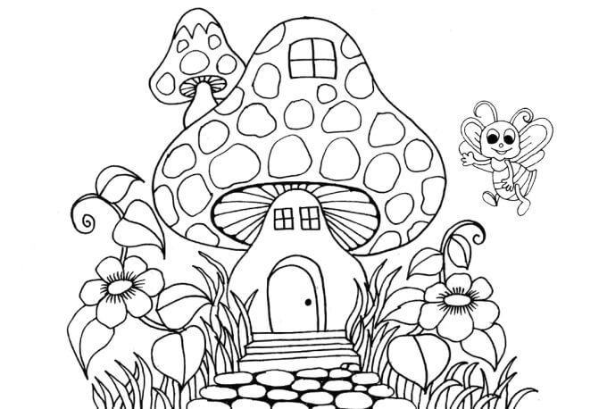 Dibujos de Casa de Setas para Niños para colorear