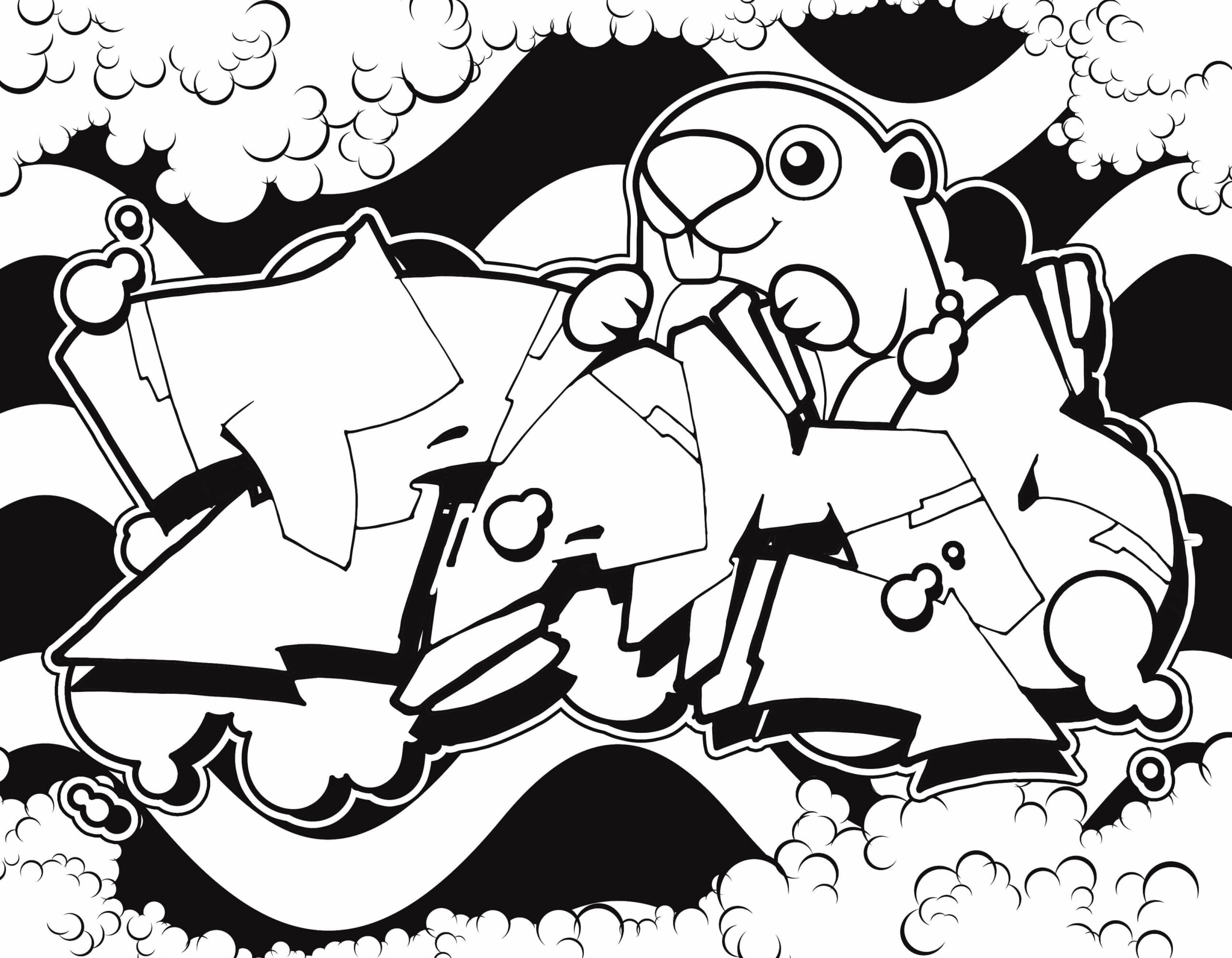 Dibujos de Castor Genial En Graffiti para colorear