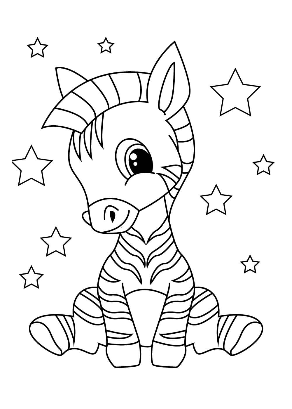Dibujos de Cebra sentado con Estrella para colorear