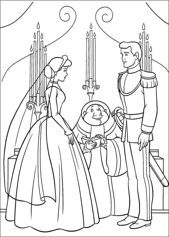 Dibujos de Cenicienta y el Matrimonio del Príncipe para colorear
