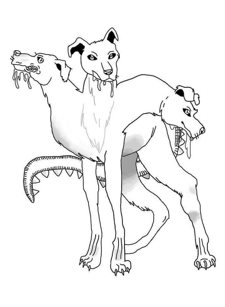 Cerberus el Perro de Tres Cabezas para colorir