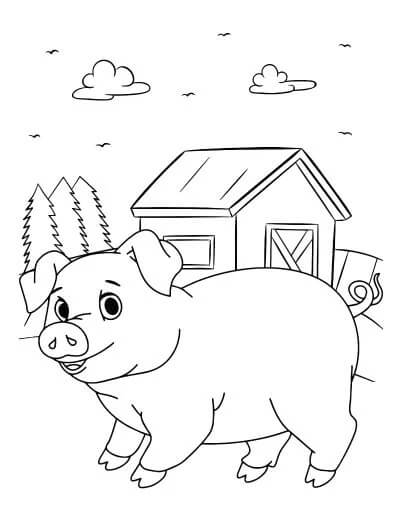Dibujos de Cerdo en Granero para colorear