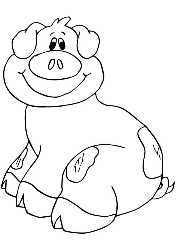 Dibujos de Cerdo está Sonriendo para colorear