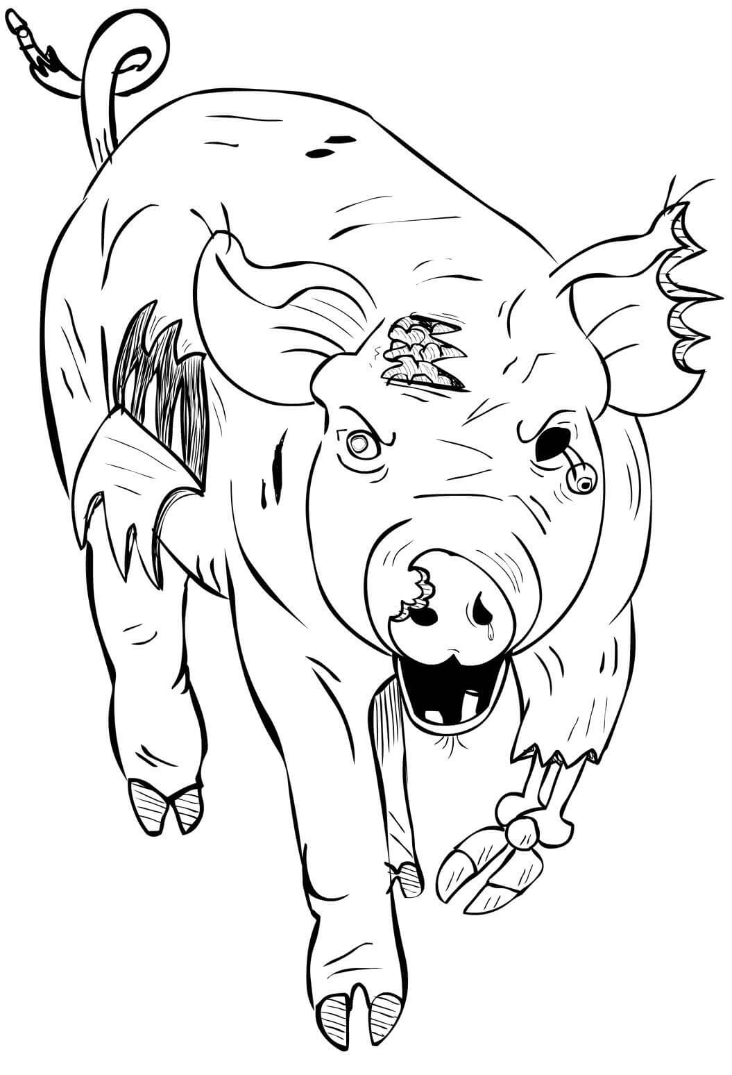 Dibujos de Cerdo zombi Tatuado para colorear