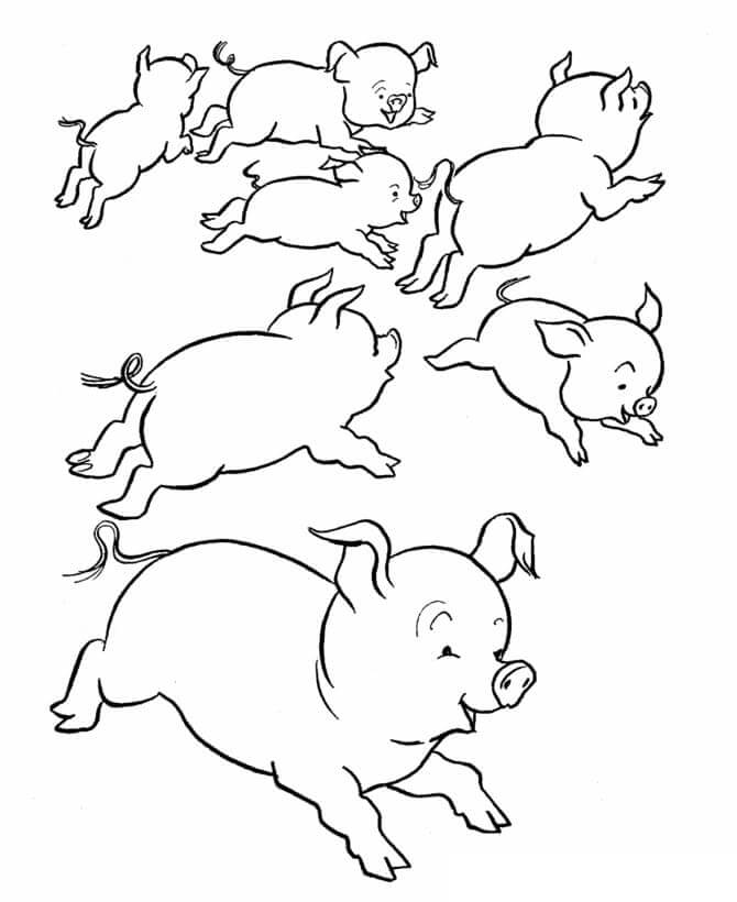 Dibujos de Cerdos Fugitivos para colorear