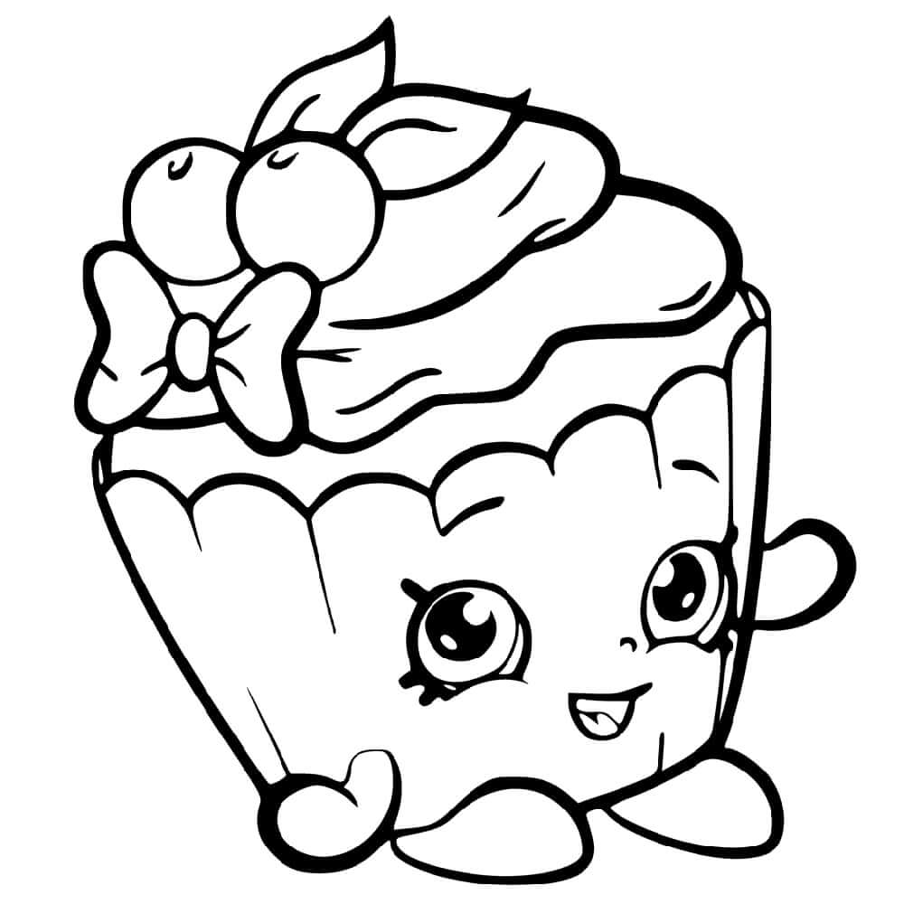 Dibujos de Cereza Agradable Cupcake Shopkin para colorear