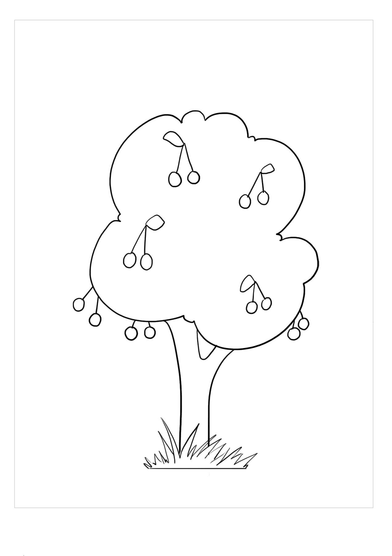 Dibujos de Cereza en Árbol para colorear