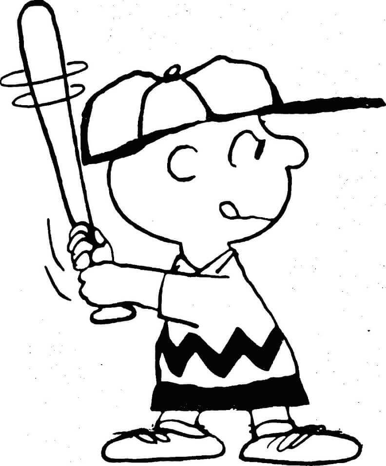 Dibujos de Charlie Brown Y El Béisbol para colorear