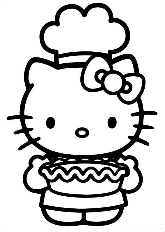 Dibujos de Chef Hello Kitty para colorear
