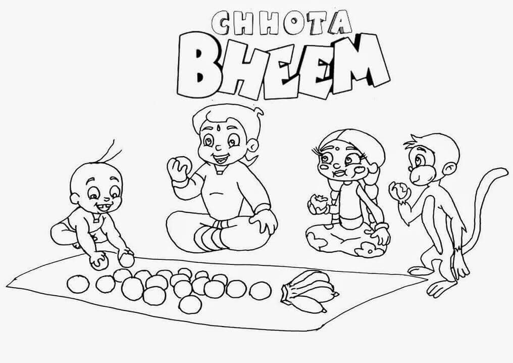 Dibujos de Chhota Bheem con Amigos para colorear