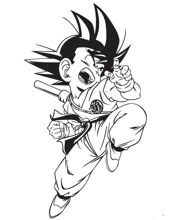 Chibi Goku Lucha para colorir