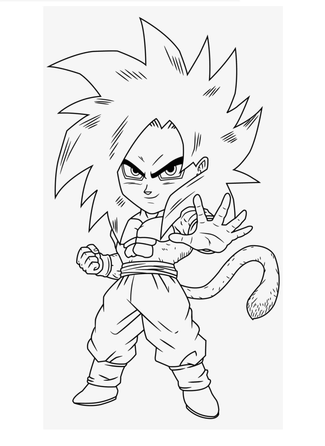 Chibi Goku Super Saiyan Xeno para colorir