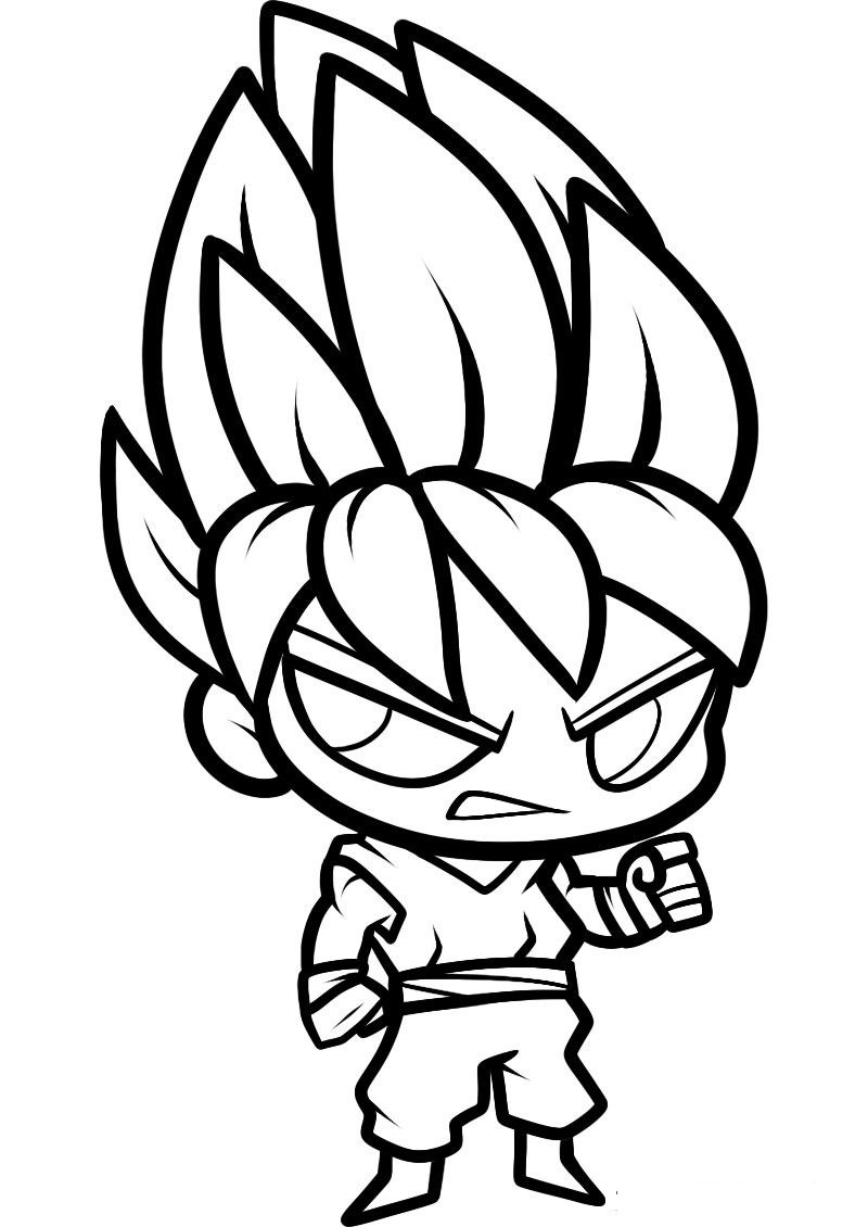 Chibi Goku Super Saiyan para colorir
