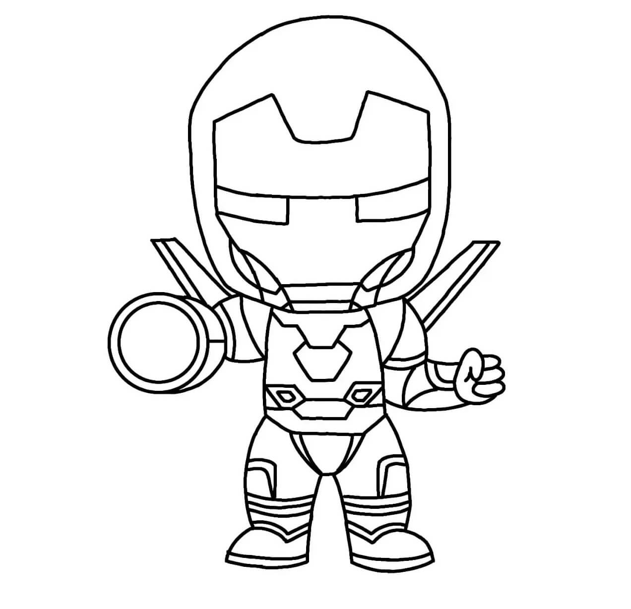Chibi Ironman with Weapon para colorir