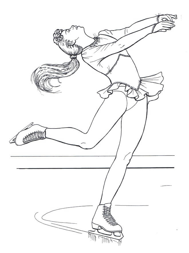 Chica Bailando en la Pista de Patinaje para colorir