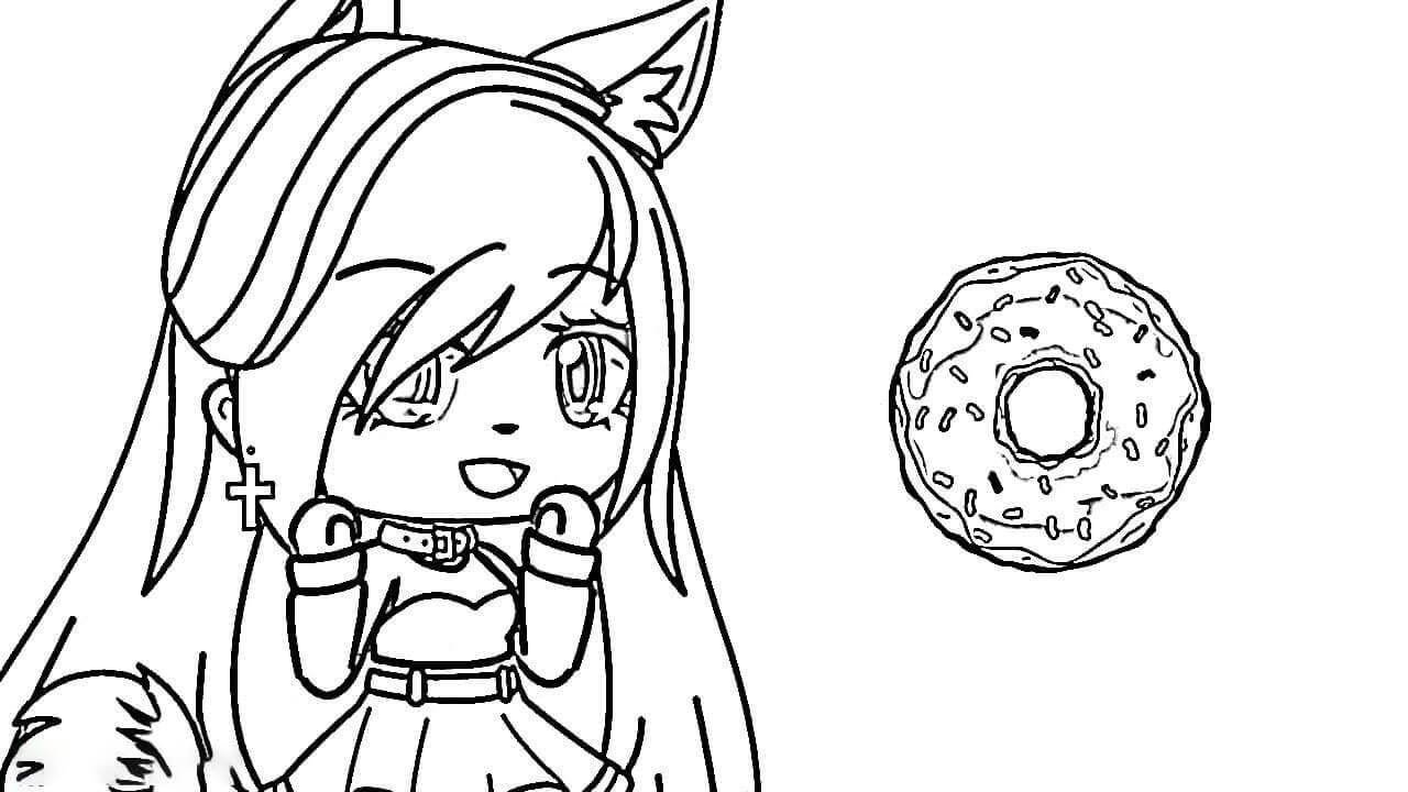 Chica Lobo y Donut para colorir