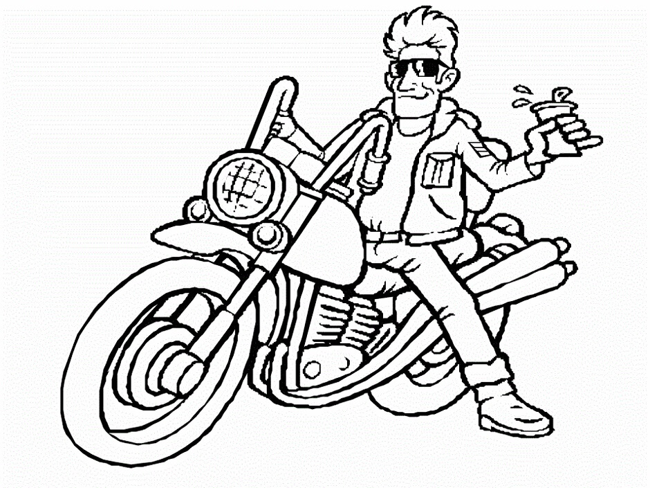 Chico Genial con su Motocicleta para colorir