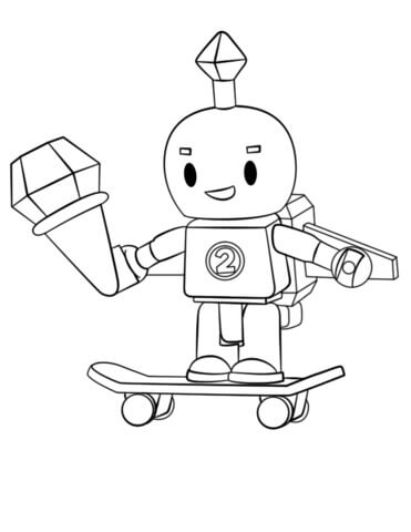 Chico Robot jugando Patineta para colorir