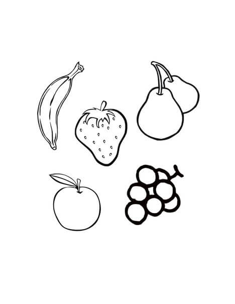 Cinco Frutas para colorir