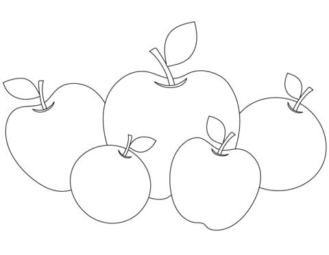 Dibujos de Cinco Manzanas para colorear