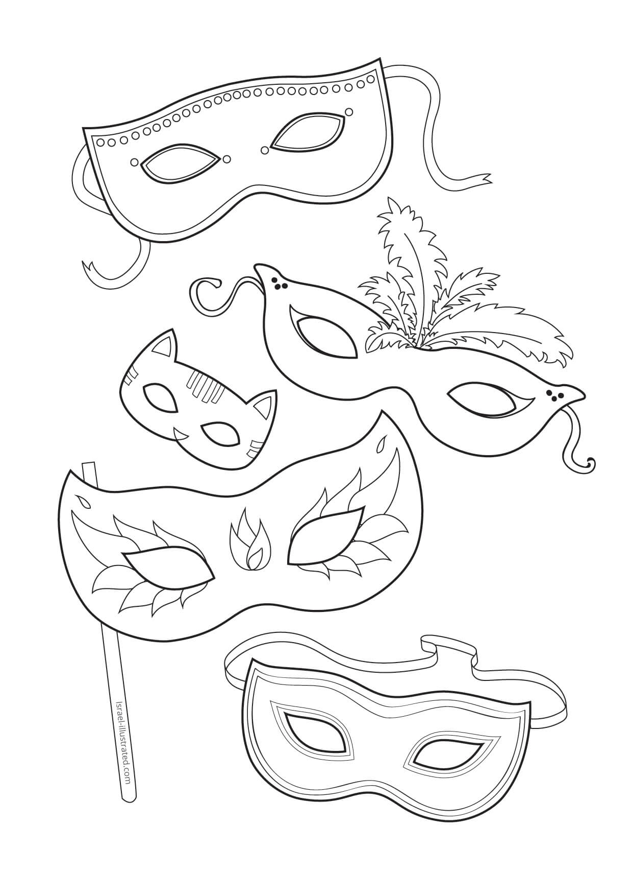 Dibujos de Cinco Mascaras para colorear