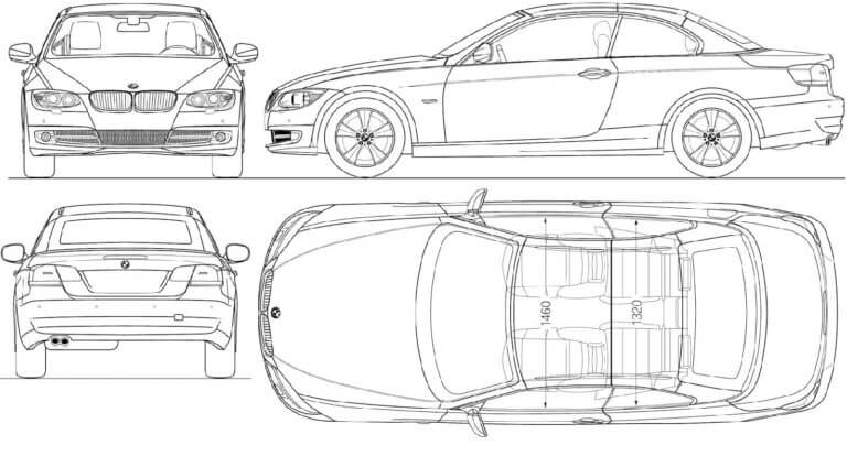 Dibujos de Coche BMW Desde Diferentes Ángulos para colorear