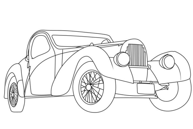 Dibujos de Coche Clásico Bugatti Básico para colorear