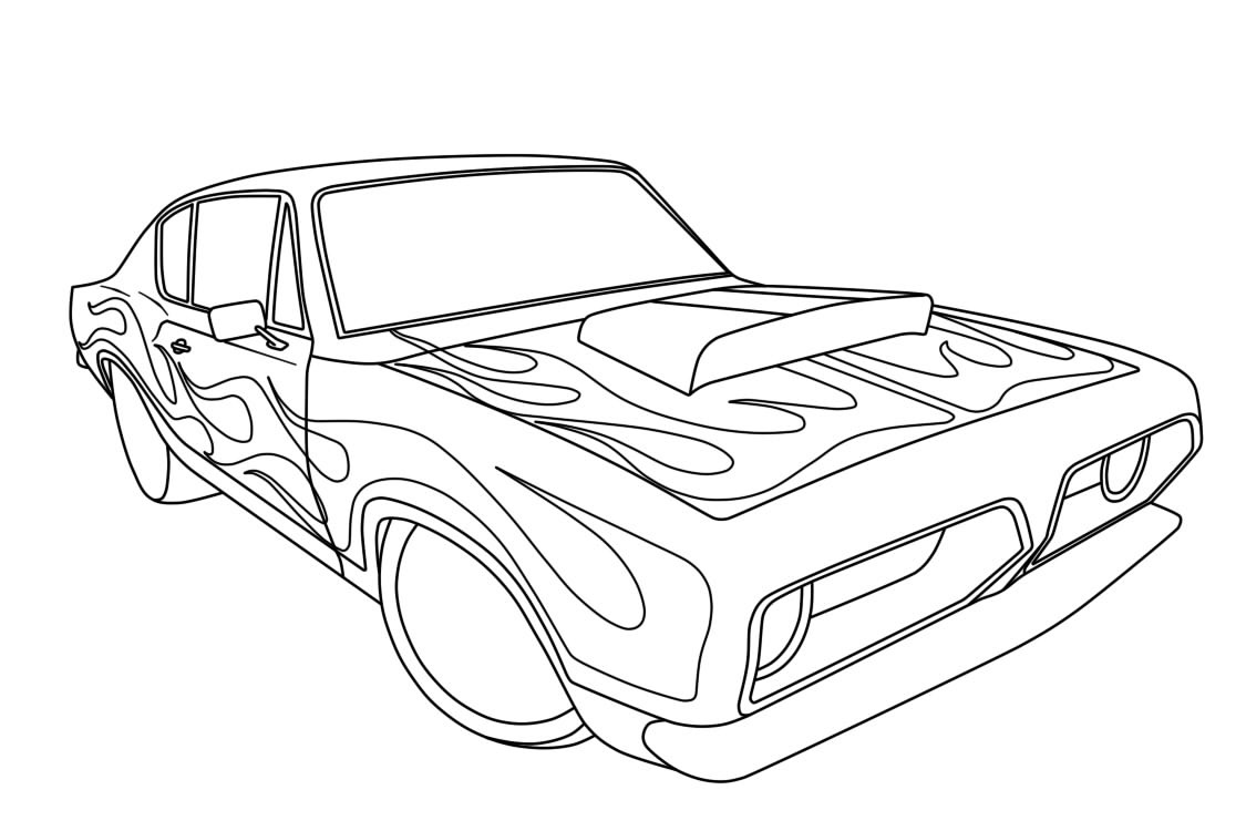 Dibujos de Coche Hot Wheels Similar al Dodge Challenger para colorear