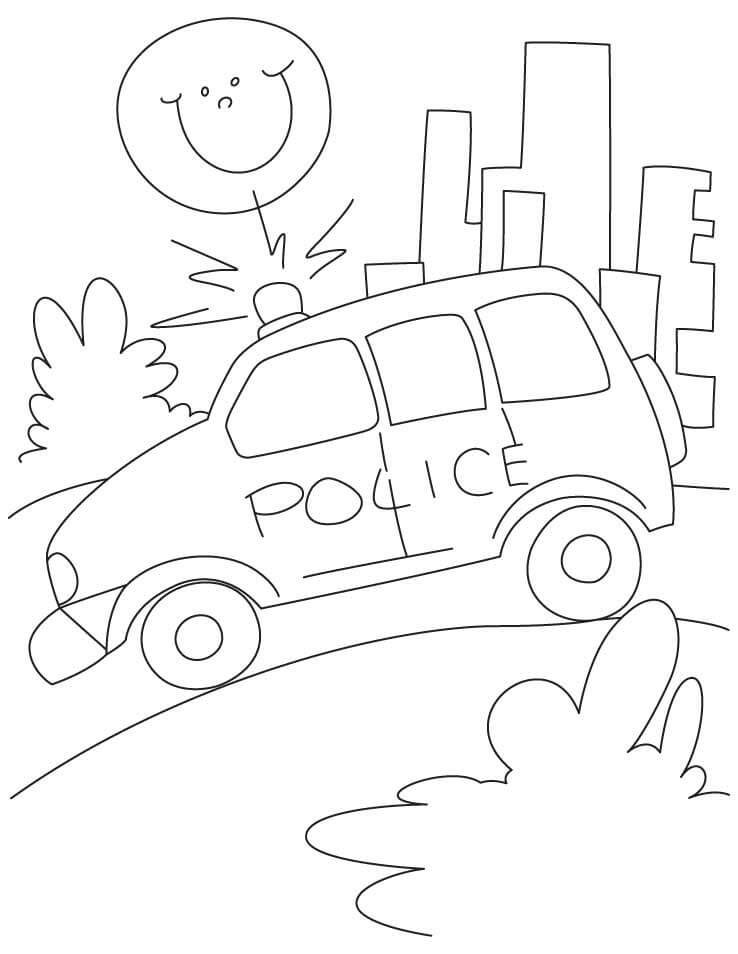 Dibujos de Coche de Gasolina de la Policía en la Carretera para colorear