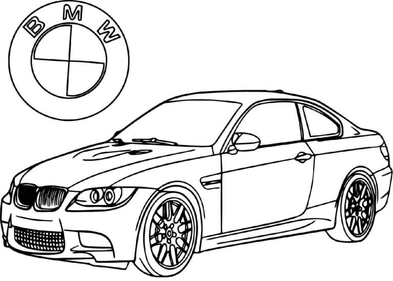Coche y Logotipo De BMW para colorir
