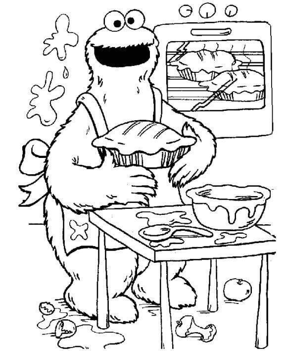 Dibujos de Cocinar el Monstruo de las Galletas para colorear
