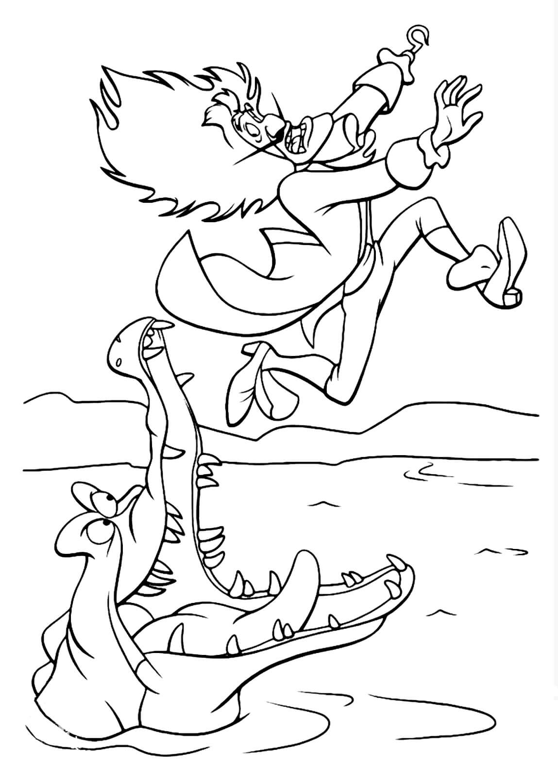 Dibujos de Cocodrilo Muerde el Capitán Hook para colorear