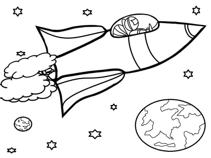 Dibujos de Cohete en un Espacio para colorear