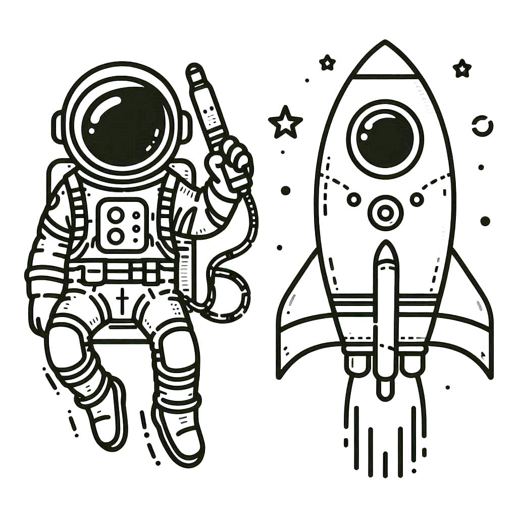 Dibujos de Cohete y astronauta para colorear