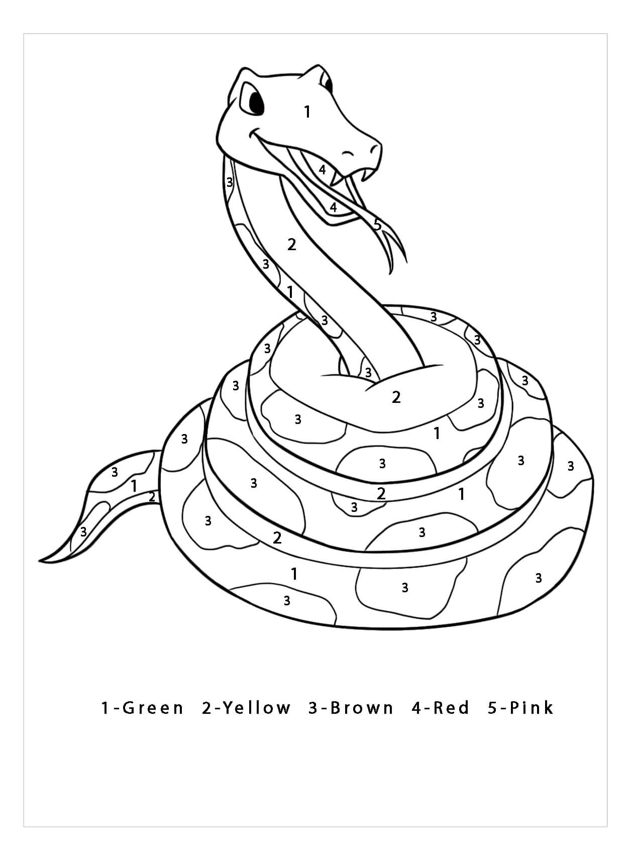 Dibujos de Color de Serpiente por Número para colorear