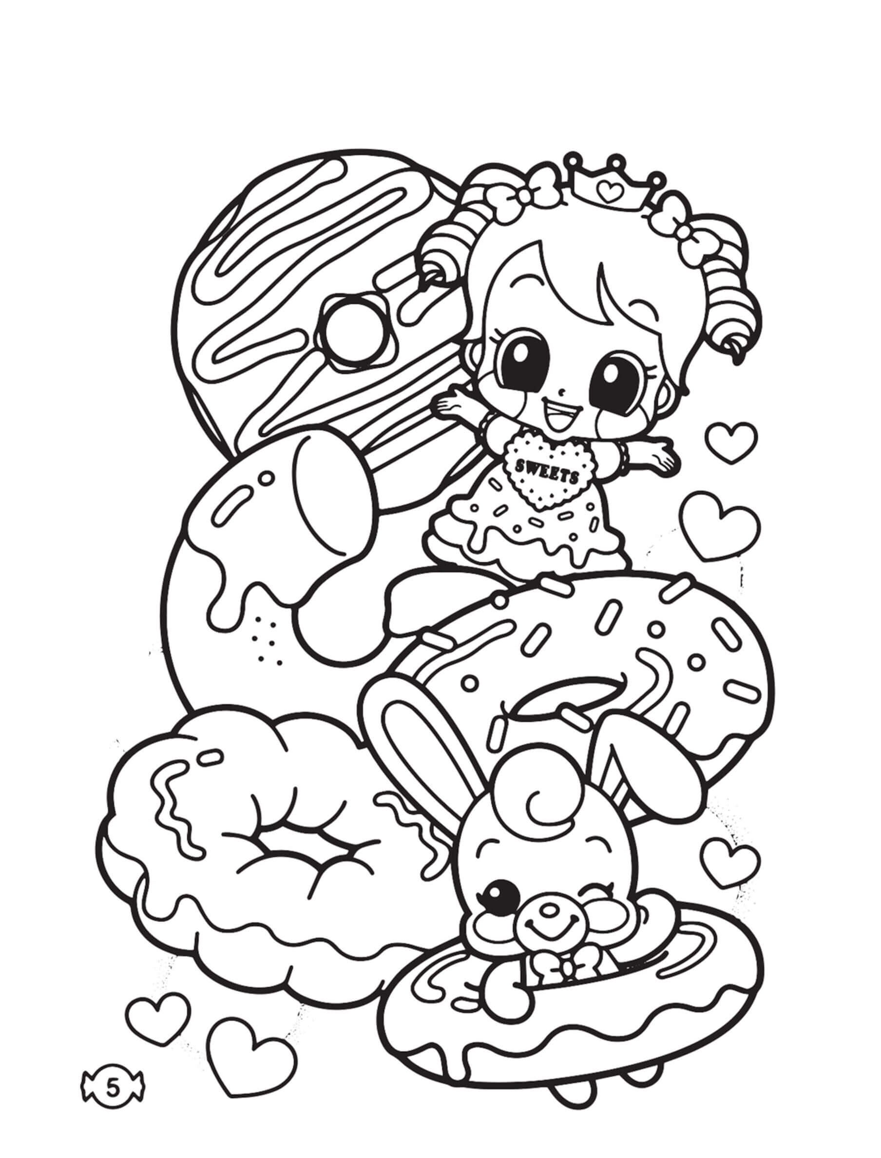 Dibujos de Comida Kawaii me Encanta Donut para colorear