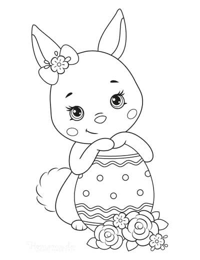 Dibujos de Conejita con Huevo de Pascua para colorear