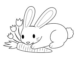 Dibujos de Conejito comiendo Zanahoria para colorear