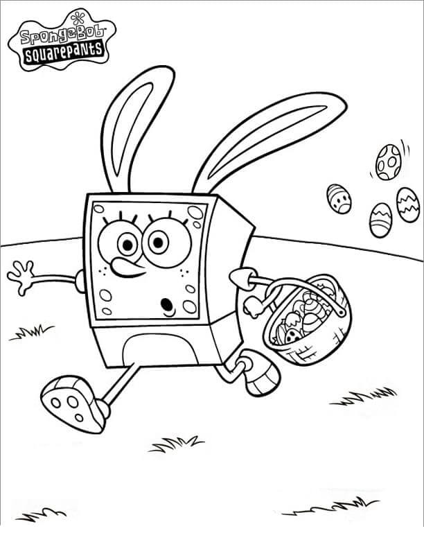 Dibujos de Conejito de Pascua Bob Esponja para colorear
