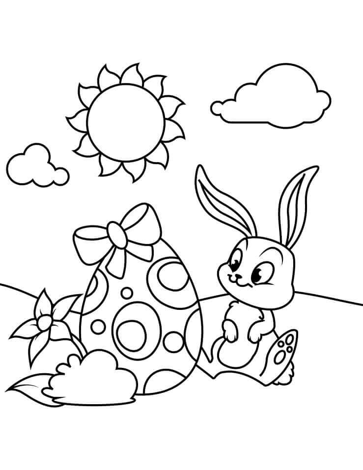 Dibujos de Conejito de Pascua Kawaii para colorear