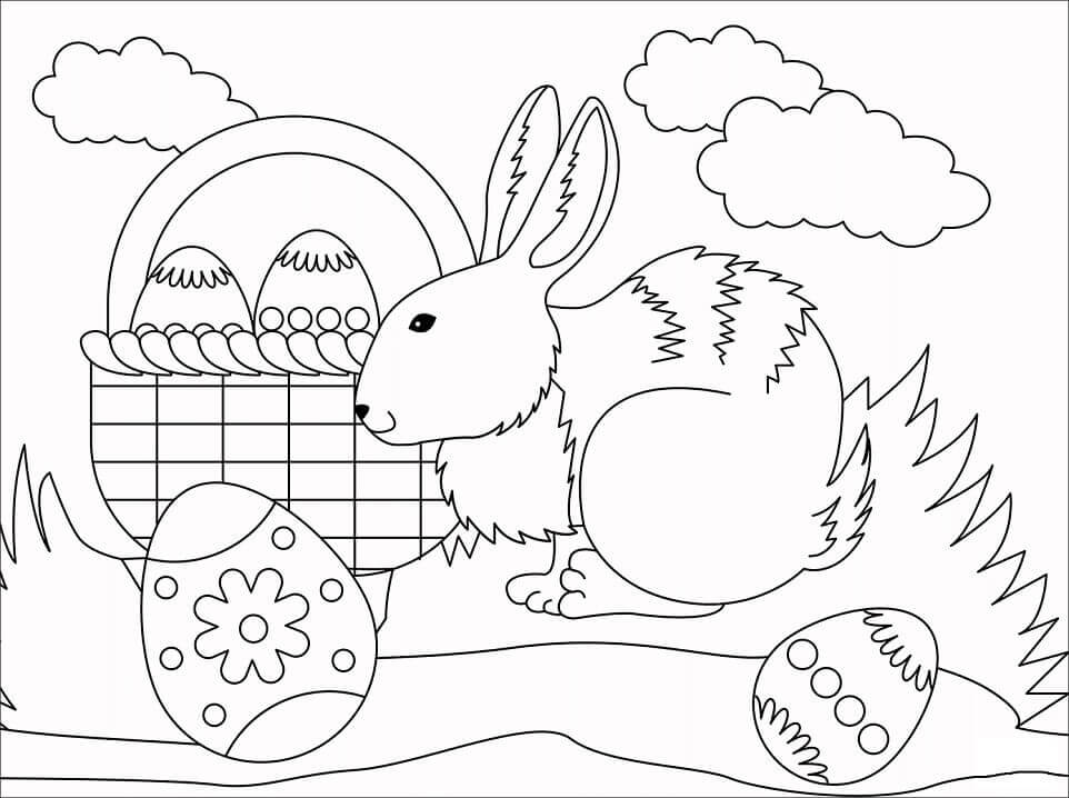 Dibujos de Conejito de Pascua normal para colorear