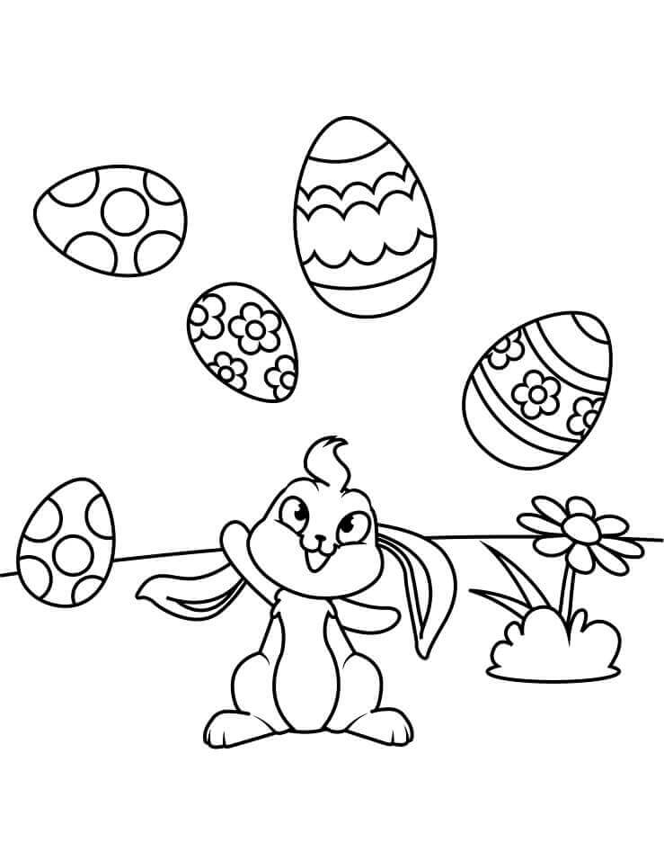 Conejito de pascua y Huevos para colorir