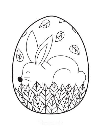 Dibujos de Conejo Durmiendo huevo de Pascua para colorear