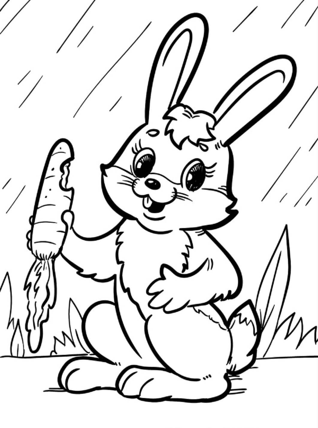 Dibujos de Conejo Que Tiene Zanahoria para colorear