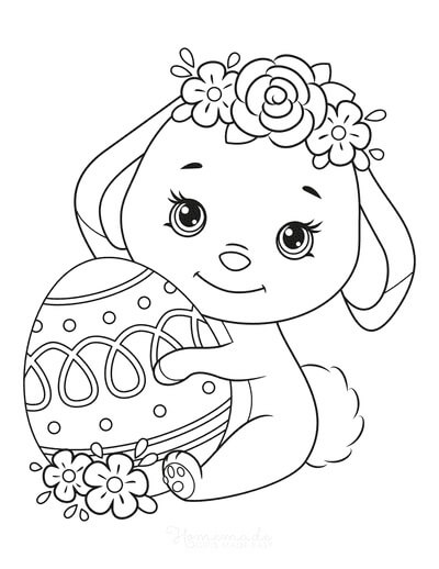 Dibujos de Conejo Sonriente con Pascua para colorear