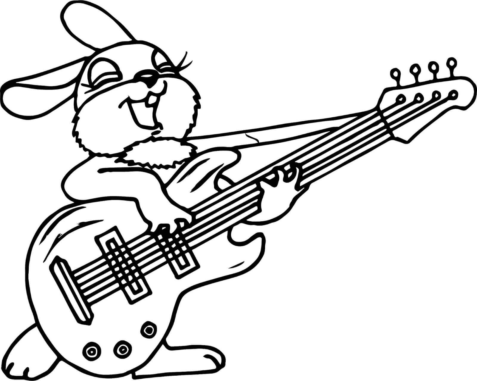 Dibujos de Conejo Tocando Instrumentos Musicales para colorear